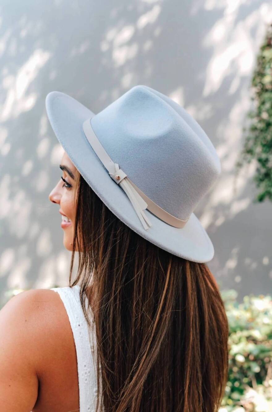 NEW FAME women's classic wide brim festival fedora hat in light blue